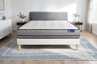 Ensemble Matelas Sommier 120x210 cm - Sommier Blanc (en kit) - Actilatex Night