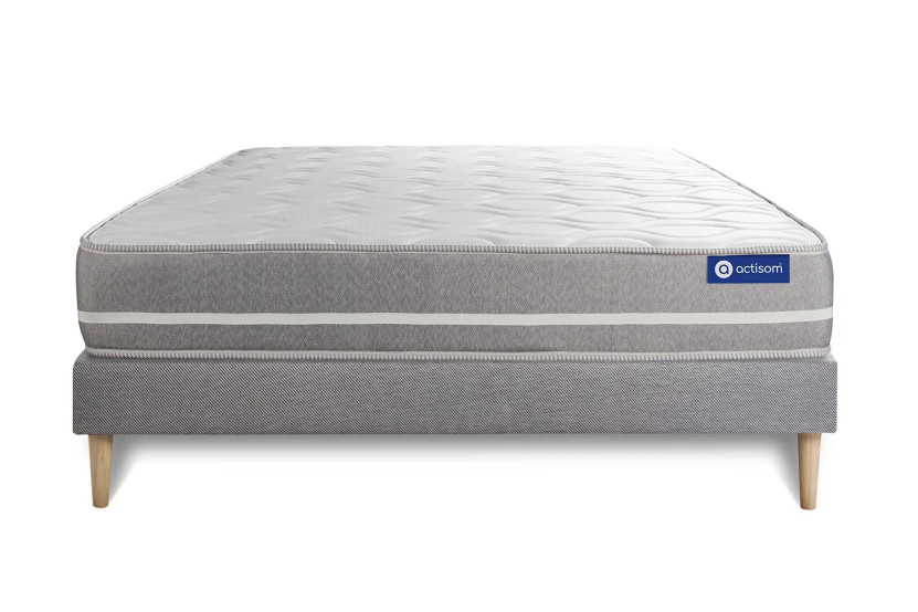 Ensemble Matelas Sommier 160x200 cm - Sommier Gris (en kit) - Actilatex Touch