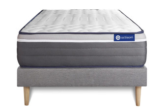 Ensemble Matelas Sommier 80x190 cm - Sommier Gris (en kit) - ActiMemo Plus