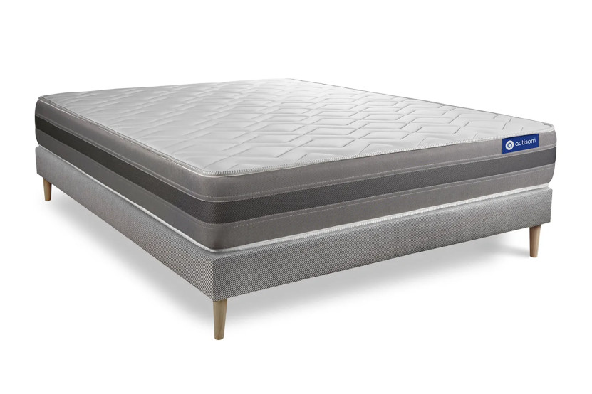 Ensemble Matelas Sommier 180x200 cm - Sommier Gris (en kit) - Actiflex Relax