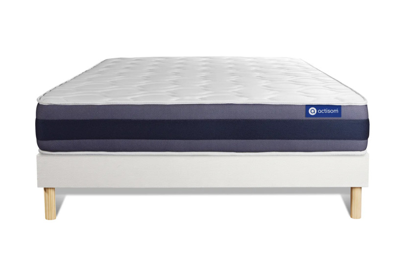 Ensemble Matelas Sommier 130x210 cm - Sommier Blanc (en kit) - Actiflex Morpho