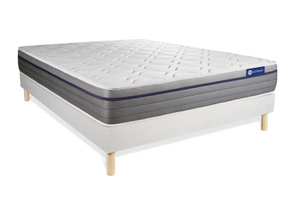 Ensemble Matelas Sommier 150x190 cm - Sommier Blanc (en kit) - Actiflex Zen