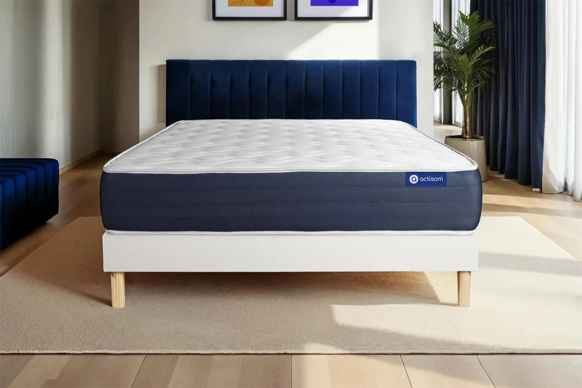 Ensemble Matelas Sommier 200x200 cm - Sommier Blanc (en kit) - Actimemo Sleep