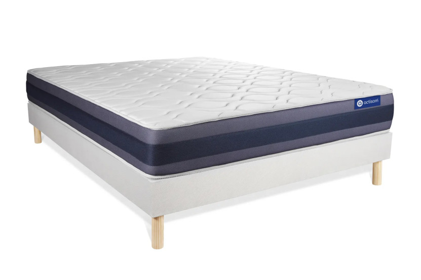 Ensemble Matelas Sommier 120x210 cm - Sommier Blanc (en kit) - Actilatex Morpho
