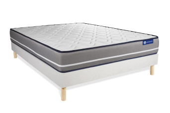Ensemble Matelas Sommier 120x220 cm - Sommier Blanc (en kit) - Actimemo Pur