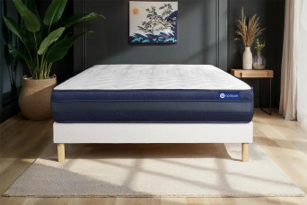 Ensemble Matelas Sommier 135x200 cm - Sommier Blanc (en kit) - Actilatex Tech