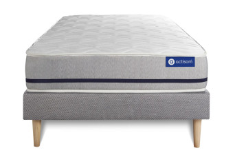 Ensemble Matelas Sommier 80x200 cm - Sommier Gris (en kit) - Actimemo Soft