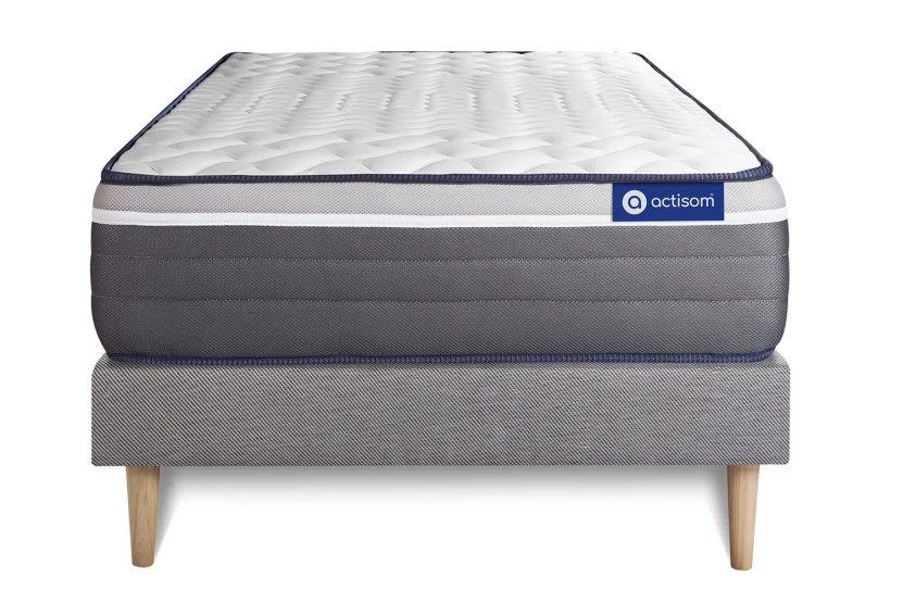 Ensemble Matelas Sommier 80x190 cm - Sommier Gris (en kit) - Actilatex Plus