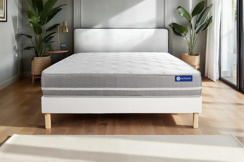 Ensemble Matelas Sommier 90x190 cm - Sommier Blanc (en kit) - Actiflex Touch
