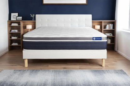 Ensemble Matelas Sommier 160x210 cm - Sommier Blanc (en kit) - Actiflex Confort