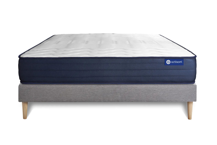 Ensemble Matelas Sommier 160x210 cm - Sommier Gris (en kit) - Actilatex Life
