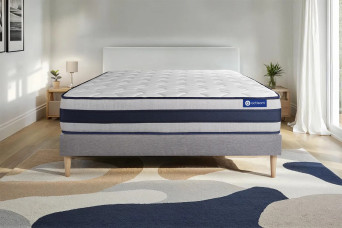 Ensemble Matelas Sommier 200x200 cm - Sommier Gris (en kit) - Actilatex Ergo