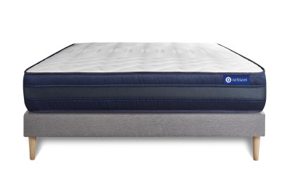 Ensemble Matelas Sommier 120x200 cm - Sommier Gris (en kit) - Actimemo Tech