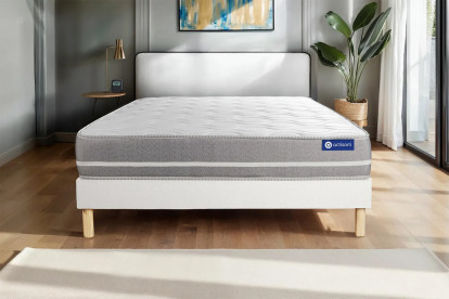 Ensemble Matelas Sommier 180x220 cm - Sommier Blanc (en kit) - Actimemo Touch