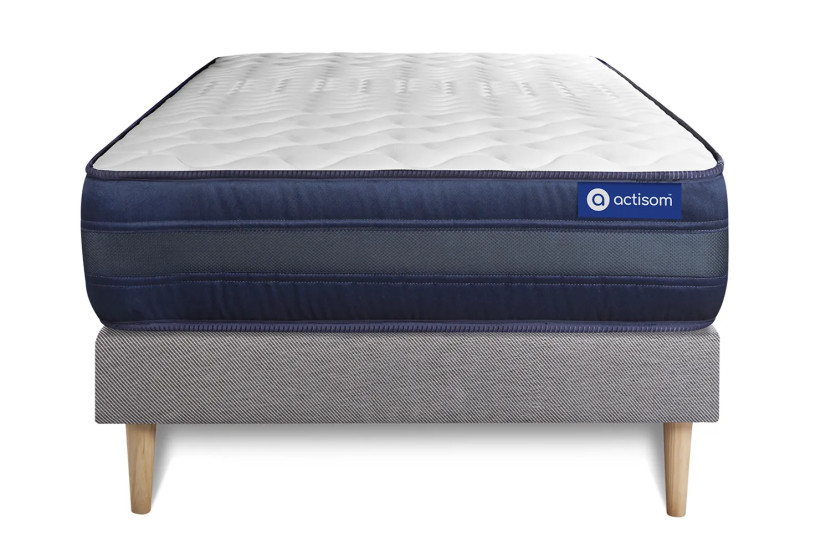 Ensemble Matelas Sommier 90x200 cm - Sommier Gris (en kit) - Actiflex Tech