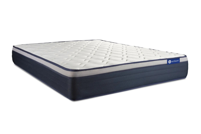 Ensemble Matelas Sommier 120x210 cm - Sommier Blanc (en kit) - Actimemo Max