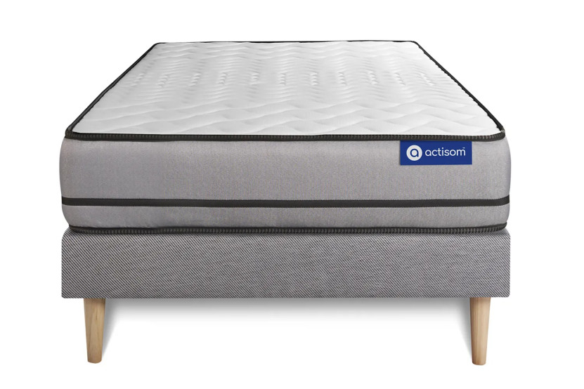 Ensemble Matelas Sommier 90x190 cm - Sommier Gris (en kit) - Actiflex Night