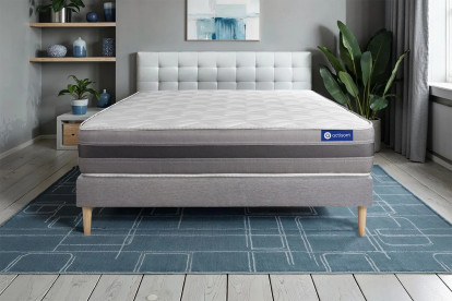 Ensemble Matelas Sommier 135x190 cm - Sommier Gris (en kit) - Actiflex Relax
