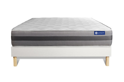 Ensemble Matelas Sommier 120x195 cm - Sommier Blanc (en kit) - Actiflex Relax