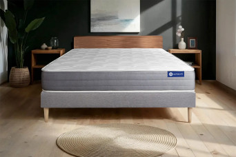 Ensemble Matelas Sommier 120x210 cm - Sommier Gris (en kit) - Actiflex Dream
