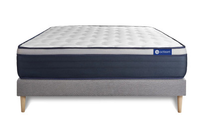 Ensemble Matelas Sommier 130x190 cm - Sommier Gris (en kit) - Actilatex Max