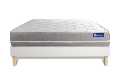 Ensemble Matelas Sommier 130x220 cm - Sommier Blanc (en kit) - Actilatex Touch