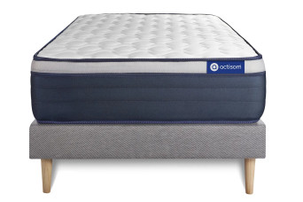 Ensemble Matelas Sommier 90x190 cm - Sommier Gris (en kit) - Actimemo Max