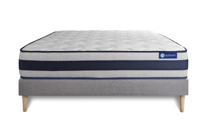 Ensemble Matelas Sommier 160x200 cm - Sommier Gris (en kit) - Actilatex Ergo