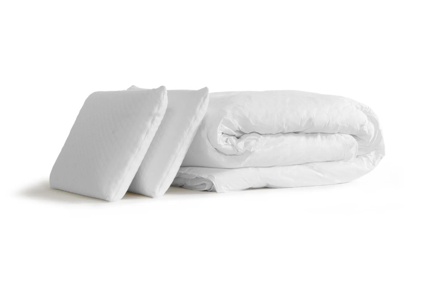 Pack lit complet 140x200 cm - Matelas + Sommier Blanc (en kit) + 2 oreillers + Couette - Actilatex Night