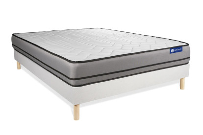Ensemble Matelas Sommier 180x220 cm - Sommier Blanc (en kit) - Actilatex Night