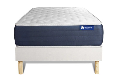 Ensemble Matelas Sommier 90x200 cm - Sommier Blanc (en kit) - Actilatex Sleep