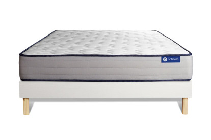 Ensemble Matelas Sommier 130x220 cm - Sommier Blanc (en kit) - Actilatex Form