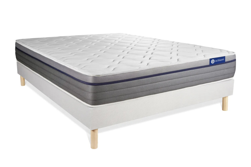 Ensemble Matelas Sommier 140x190 cm - Sommier Blanc (en kit) - Actilatex Zen