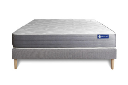 Ensemble Matelas Sommier 160x210 cm - Sommier Gris (en kit) - Actiflex Dream