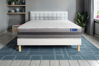 Ensemble Matelas Sommier 130x190 cm - Sommier Blanc (en kit) - Actilatex Relax