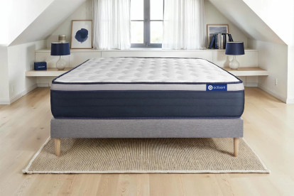 Ensemble Matelas Sommier 90x200 cm - Sommier Gris (en kit) - Actiflex Max