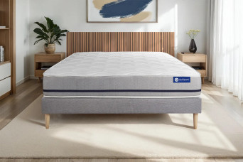 Ensemble Matelas Sommier 135x200 cm - Sommier Gris (en kit) - Actiflex Soft
