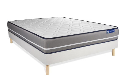 Ensemble Matelas Sommier 130x200 cm - Sommier Blanc (en kit) - Actimemo Pur