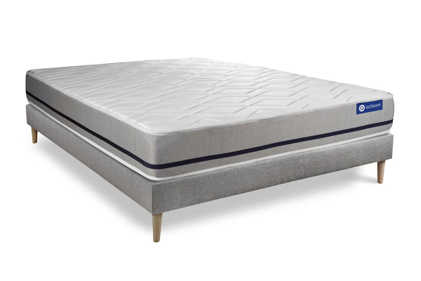 Ensemble Matelas Sommier 160x210 cm - Sommier Gris (en kit) - Actilatex Soft