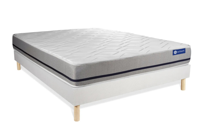 Ensemble Matelas Sommier 140x220 cm - Sommier Blanc (en kit) - Actilatex Soft