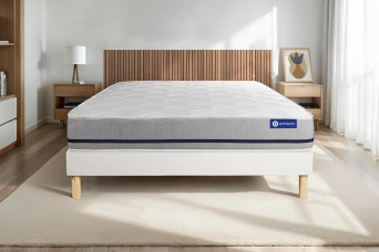 Ensemble Matelas Sommier 180x220 cm - Sommier Blanc (en kit) - Actilatex Soft