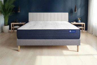 Ensemble Matelas Sommier 150x195 cm - Sommier Gris (en kit) - Actimemo Life