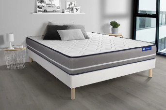 Ensemble Matelas Sommier 135x200 cm - Sommier Blanc (en kit) - Actilatex Pur