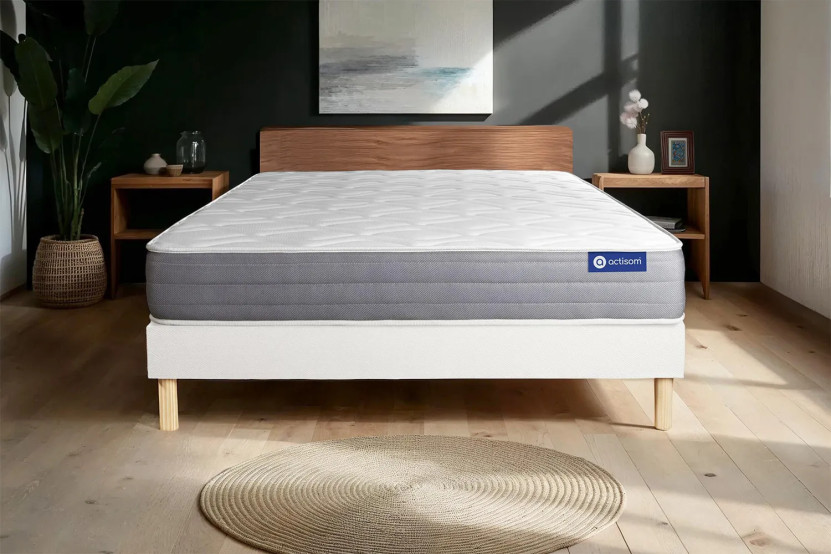 Ensemble Matelas Sommier 120x195 cm - Sommier Blanc (en kit) - Actiflex Dream