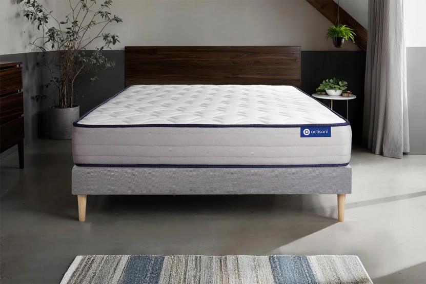 Ensemble Matelas Sommier 80x190 cm - Sommier Gris (en kit) - Actimemo Form