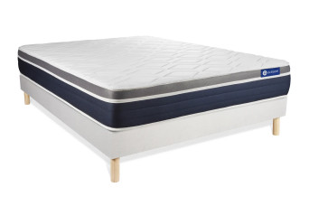 Ensemble Matelas Sommier 120x200 cm - Sommier Blanc (en kit) - Actimemo Confort