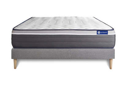 Ensemble Matelas Sommier 180x210 cm - Sommier Gris (en kit) - Actilatex Plus