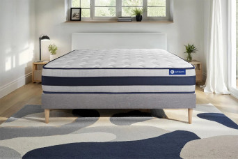Ensemble Matelas Sommier 140x200 cm - Sommier Gris (en kit) - Actimemo Ergo