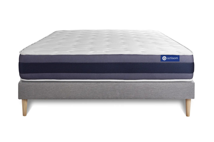 Ensemble Matelas Sommier 140x200 cm - Sommier Gris (en kit) - Actilatex Morpho