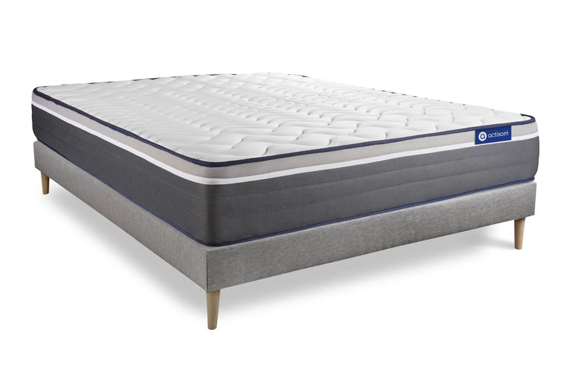 Ensemble Matelas Sommier 180x220 cm - Sommier Gris (en kit) - Actilatex Plus